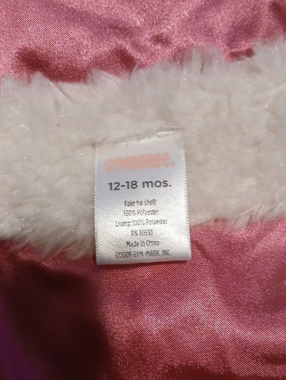 Gymboree Faux Fur Jacket with Pink Lining Size 12-18 Months